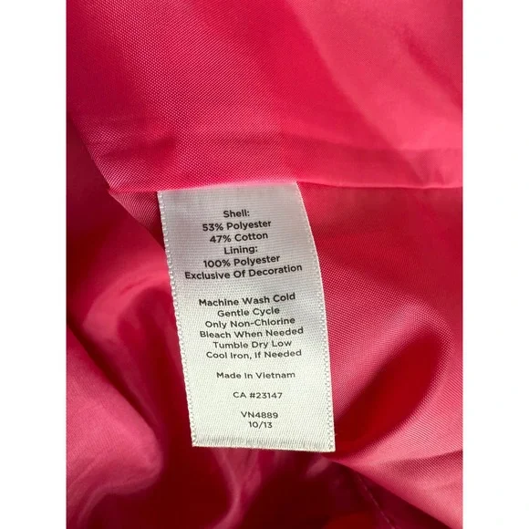 Talbot's Sleeveless Bright Pink Jacquard Zipper Back Sheath Dress Size 6 Petites - Picture 8 of 8